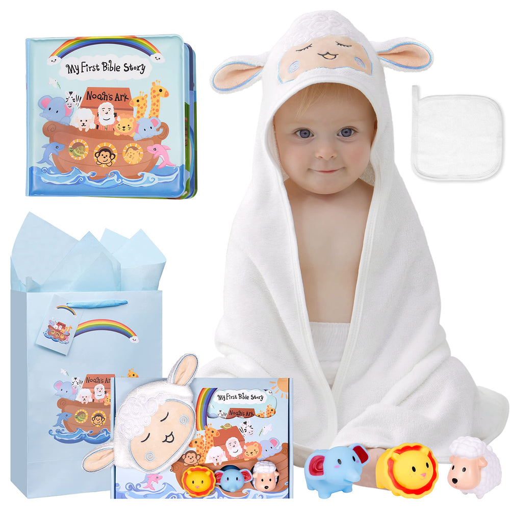 MyMateZoe Noah's Ark bath towel in soft bamboo blend for gentle drying