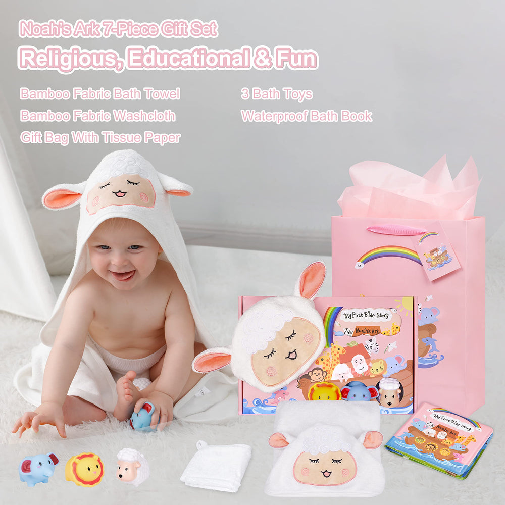 MyMateZoe bath toys float in an ark box for engaging bath play.