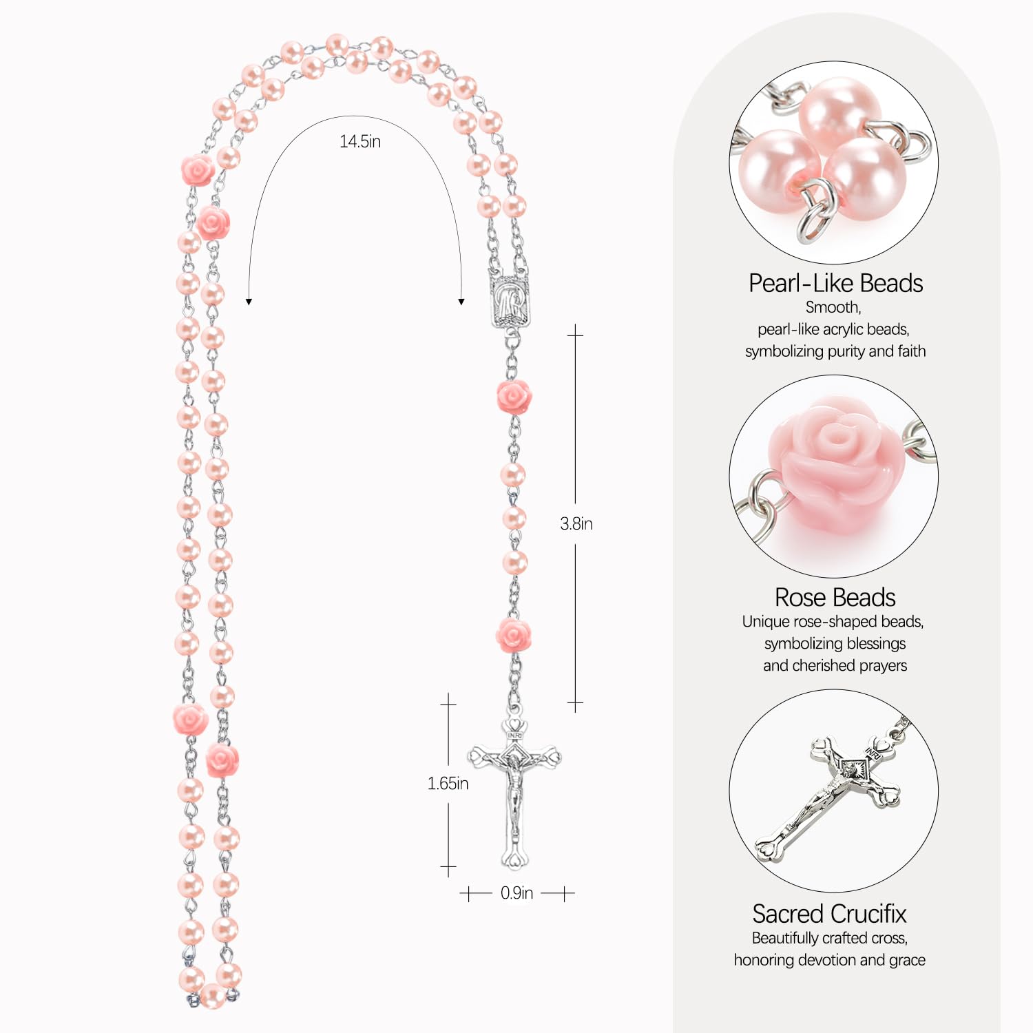 MyMateZoe pink rosary beads close-up ideal for toddler-held prayers