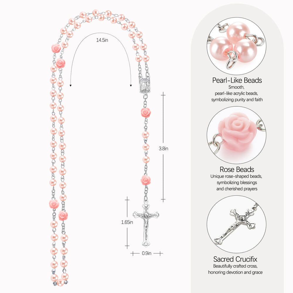 MyMateZoe pink rosary beads close-up ideal for toddler-held prayers