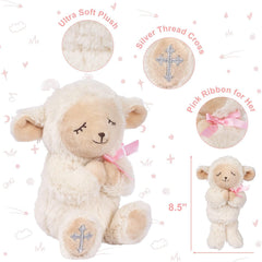 MyMateZoe Let Us Pray baby book beside plush promotes gentle early prayers.