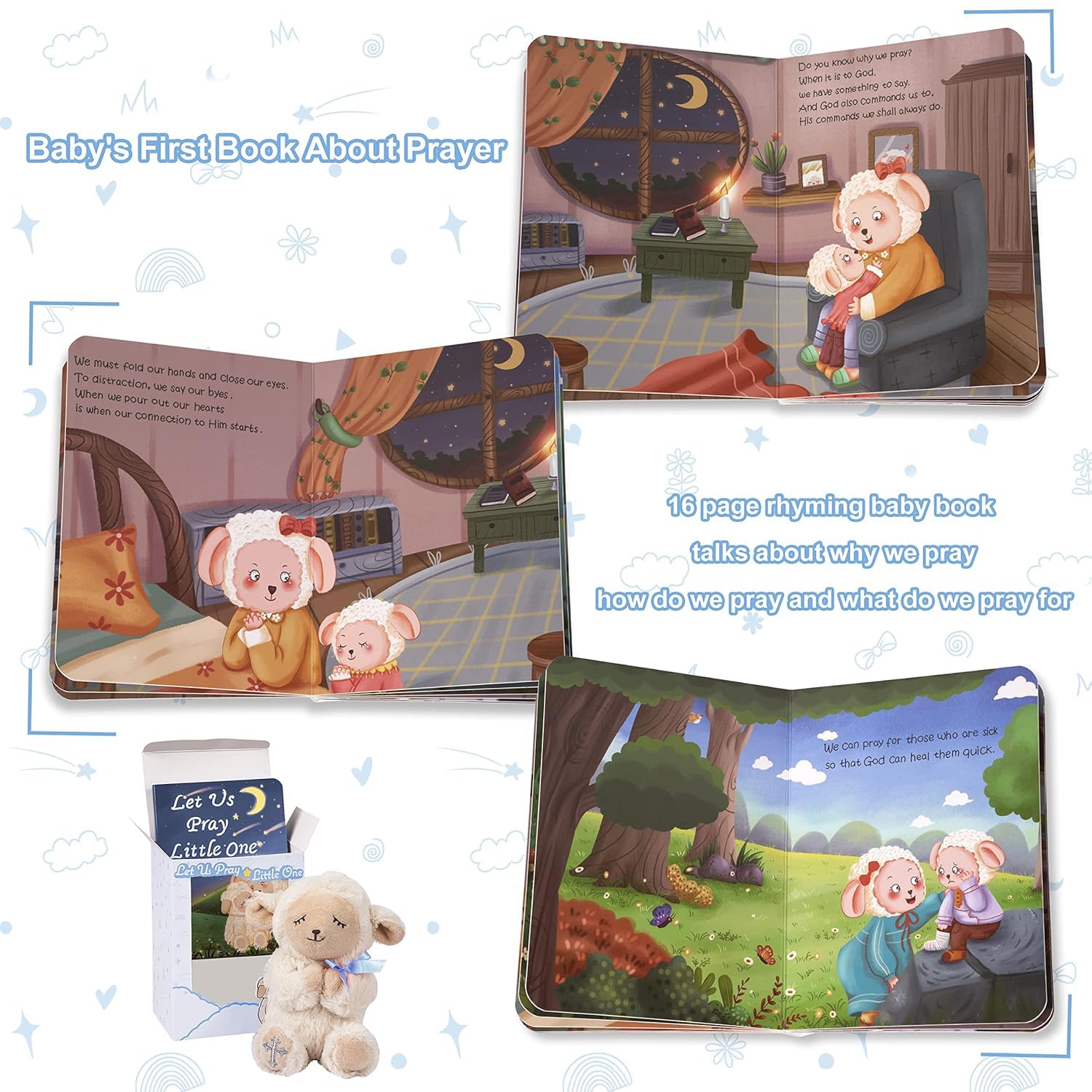 MyMateZoe praying lamb plush toy, soft cuddle companion for baby snuggles.