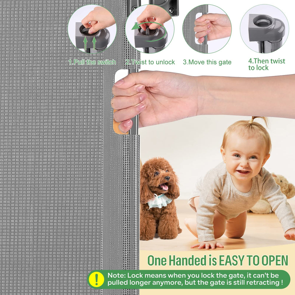 MYPIN baby gate one-handed operation for busy caregivers