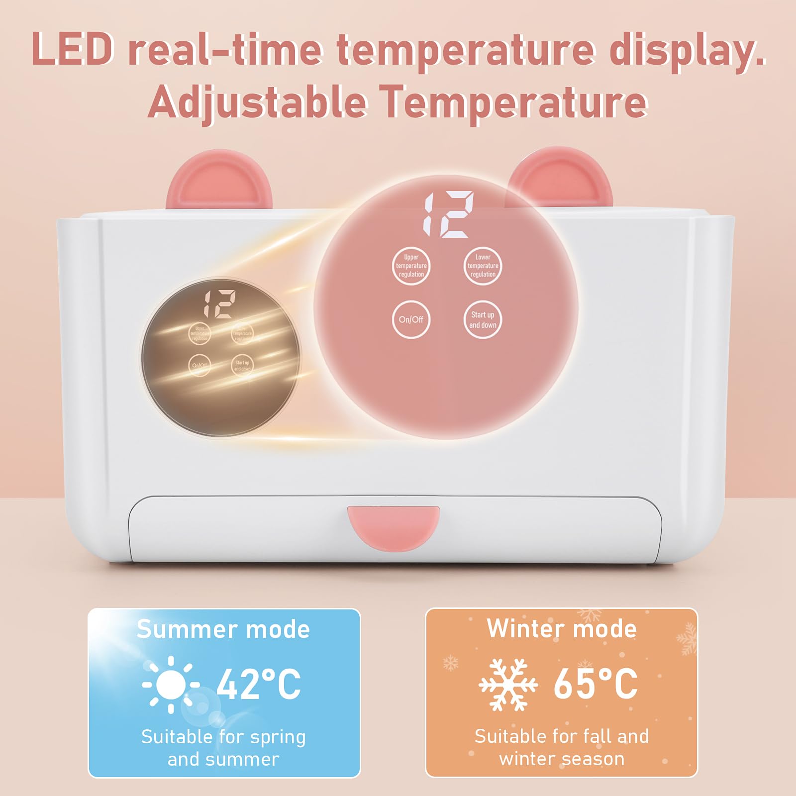 MYPIN Wipe Warmer plug-in design delivers ready-warm, moist wipes.