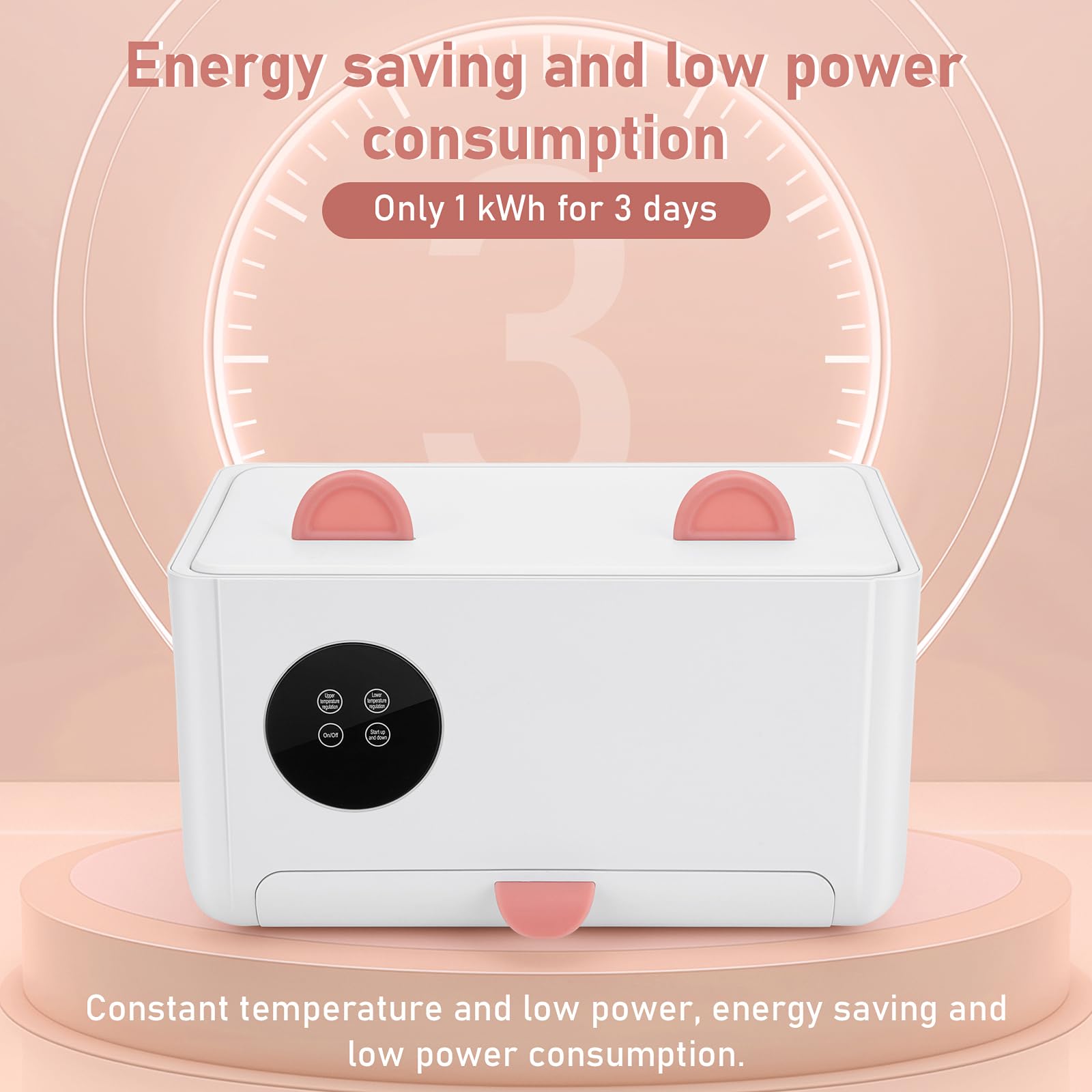 MYPIN Wipe Warmer temperature controls highlight four adjustable heat levels.