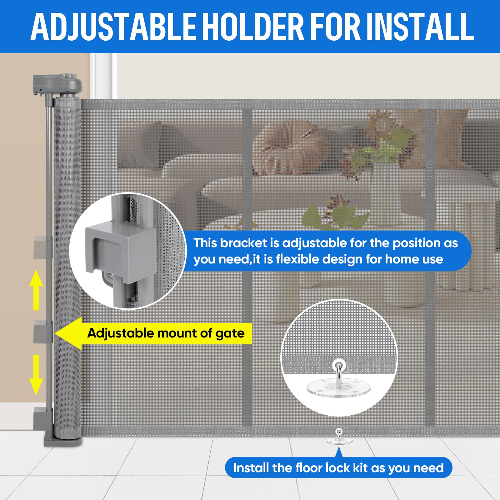 MYPIN bottom floor hook prevents pets from crossing the gate
