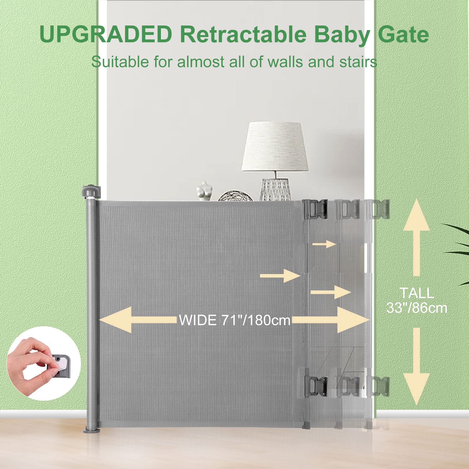 MYPIN retractable gate extended width demonstrating wide coverage for hallways