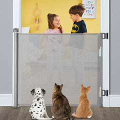 MYPIN retractable gate overview in grey for wide doorways and hallways