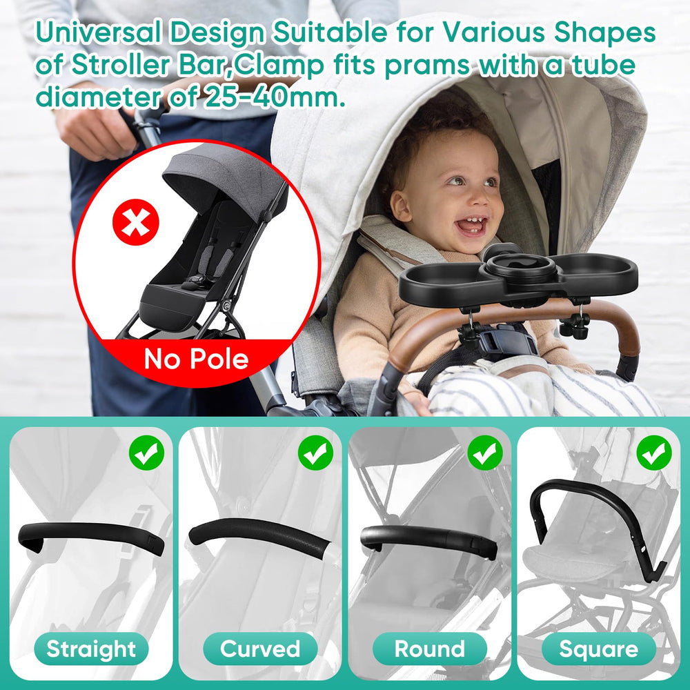 MYPIN stroller tray non-slip edge keeps items secure