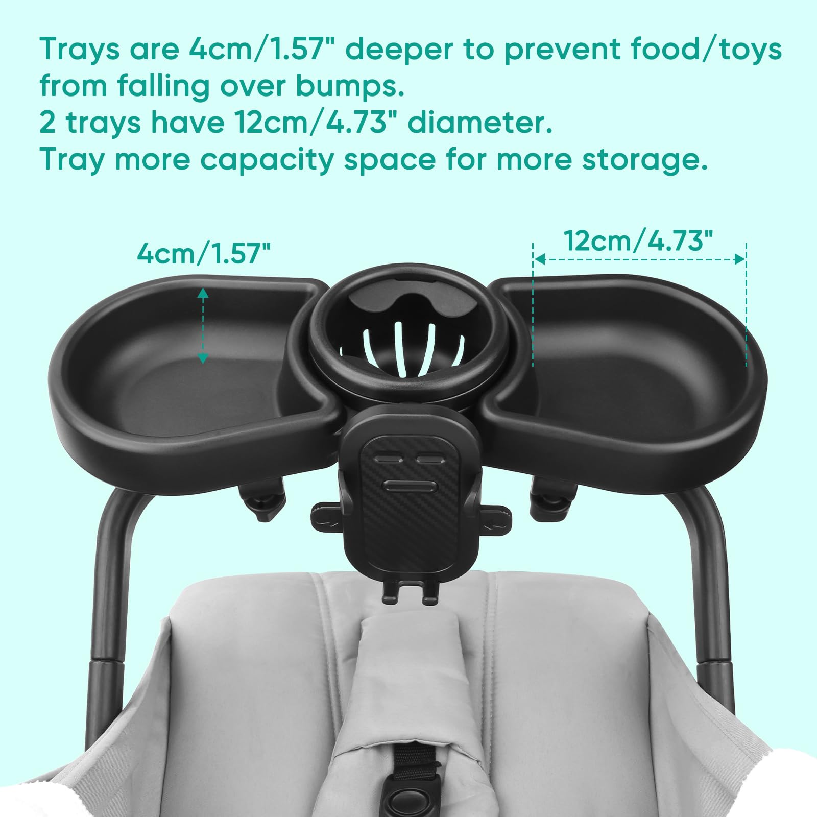 MYPIN stroller tray safe ABS material is easy to wipe