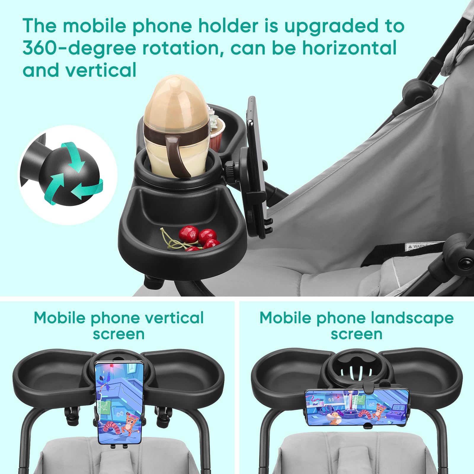 MYPIN stroller tray wide compatibility fits Uppababy, Nuna, Bugaboo and more