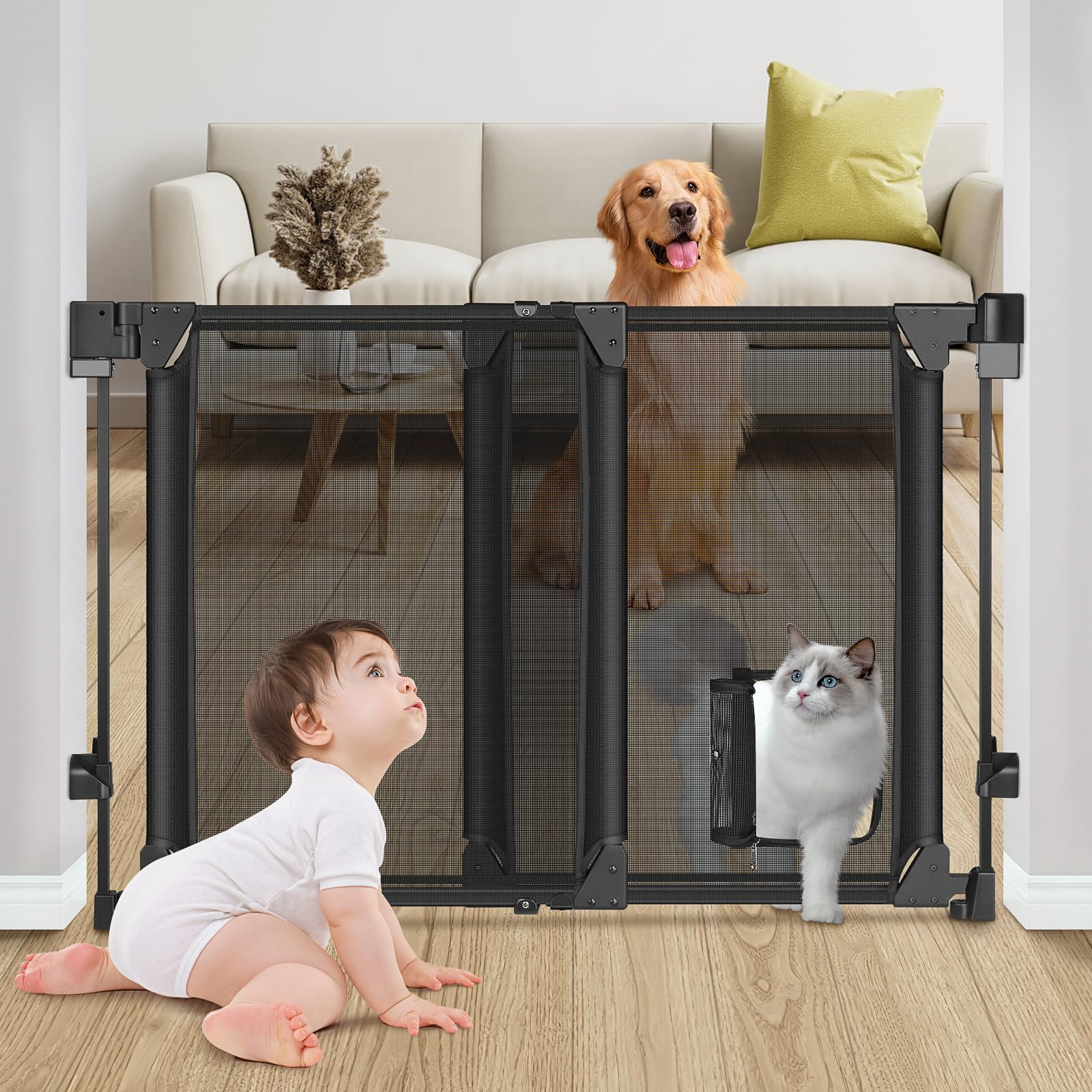 MYPIN upgraded no bottom bar gate for wide passage and safety