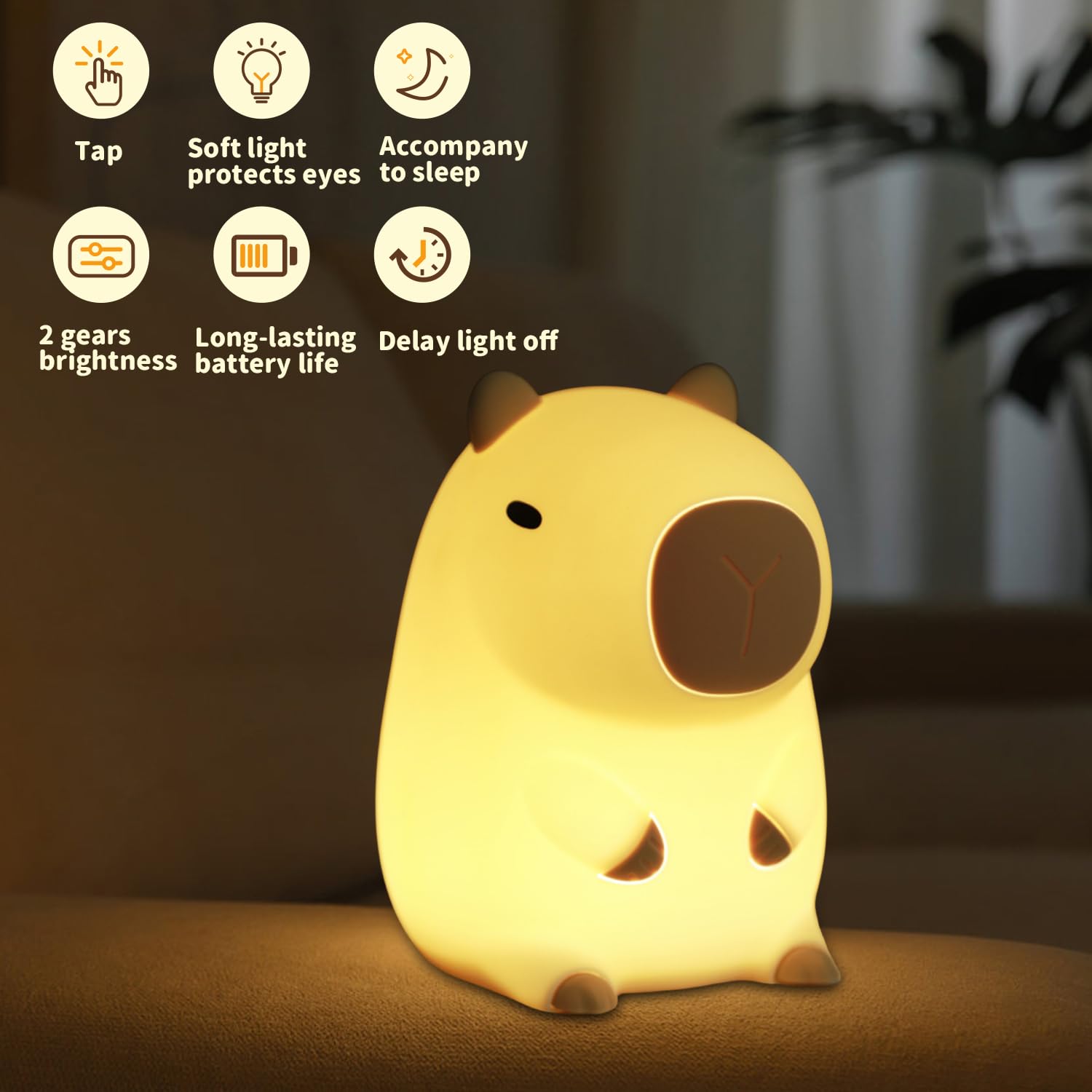Myratts Capybara Night Light touch control for dimmable ambience