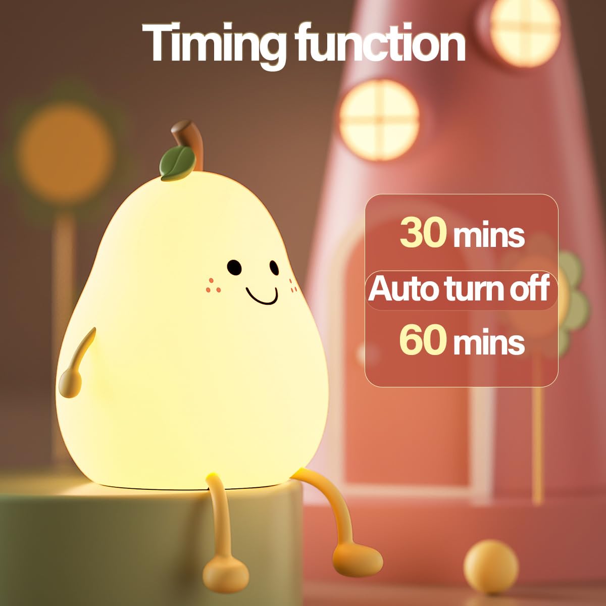 Myratts Pear Night Light packaging includes USB cable and manual