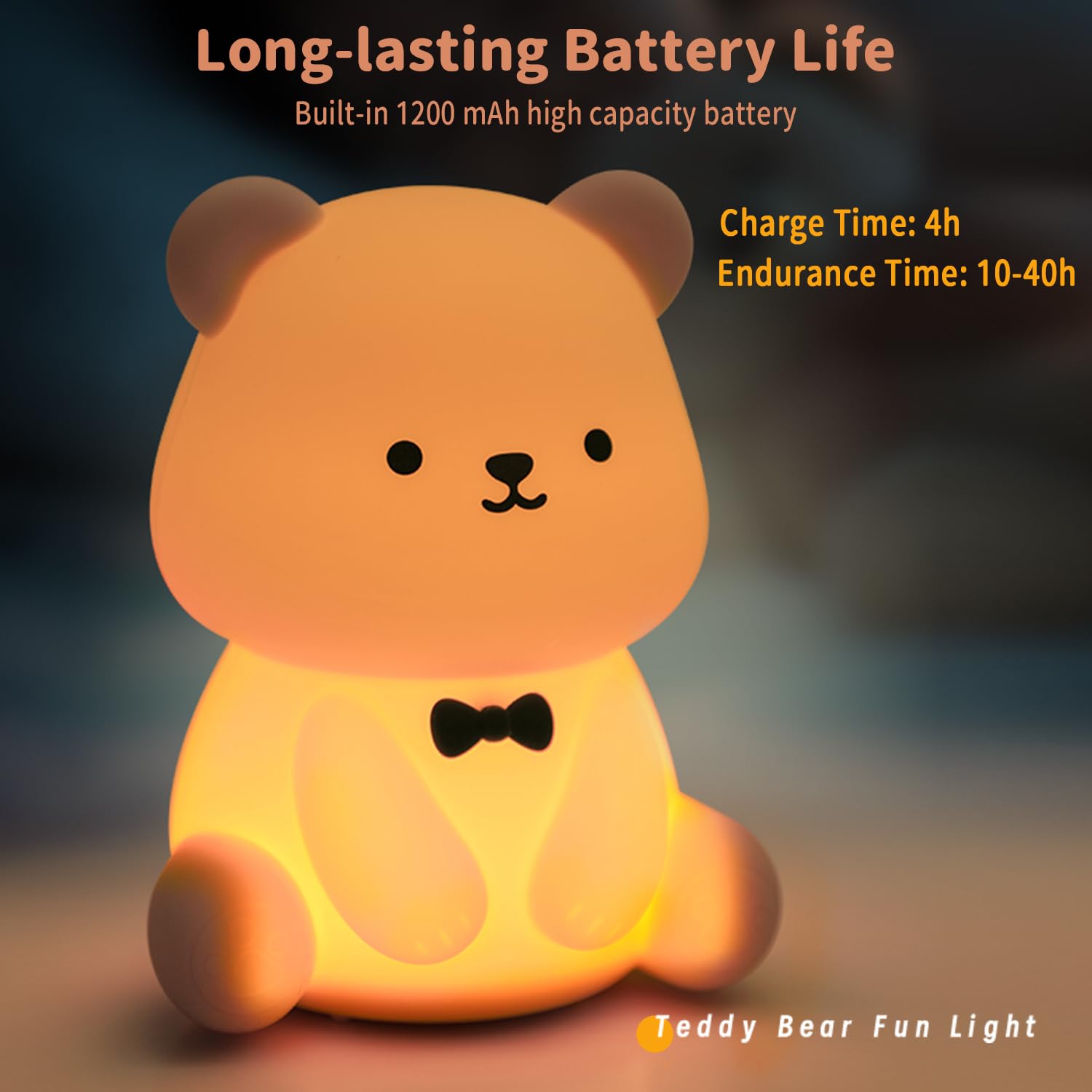 Myratts teddy bear nightlight in nursery decor setting emitting warm glow