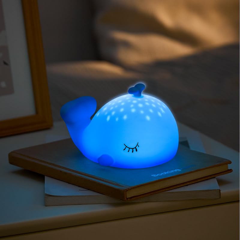 Myratts Whale Night Light glows softly to create a cozy ambience in any room.