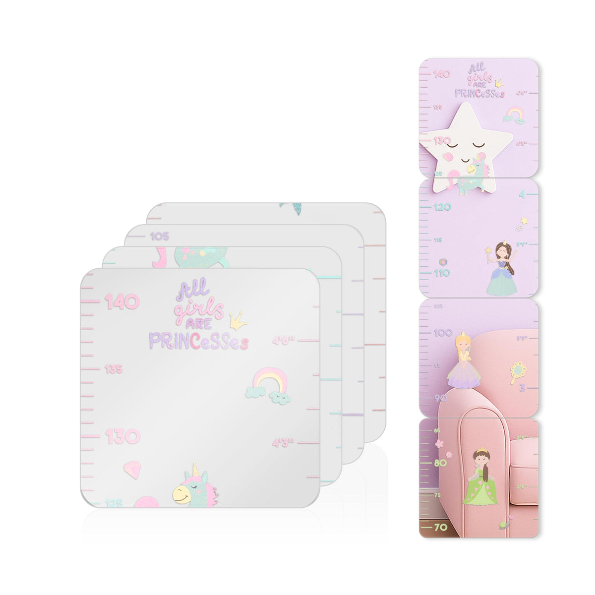 MYRO Mirror Princess design height chart doubles as a playful growth mirror