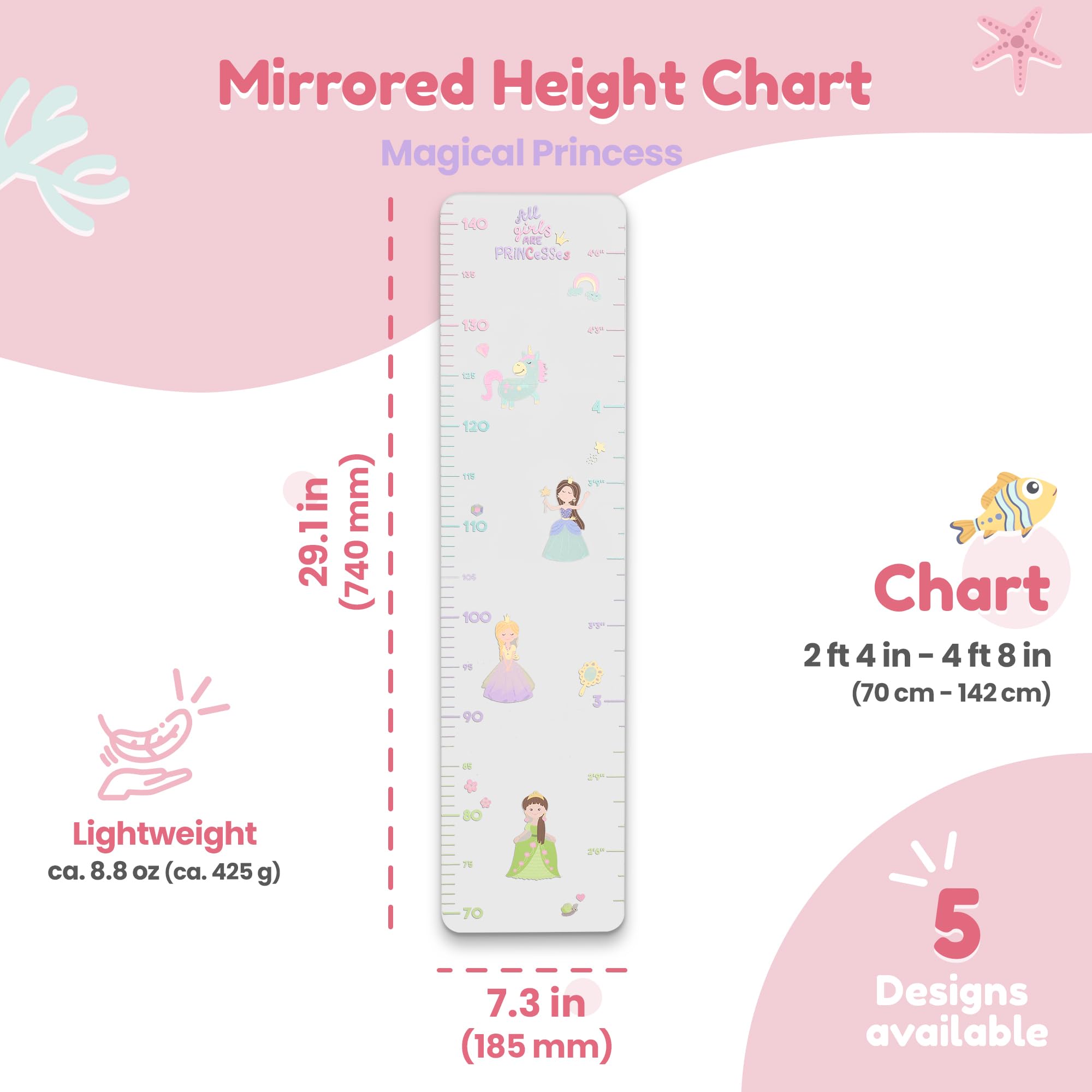MYRO Mirror shatterproof acrylic height chart stays safe and durable
