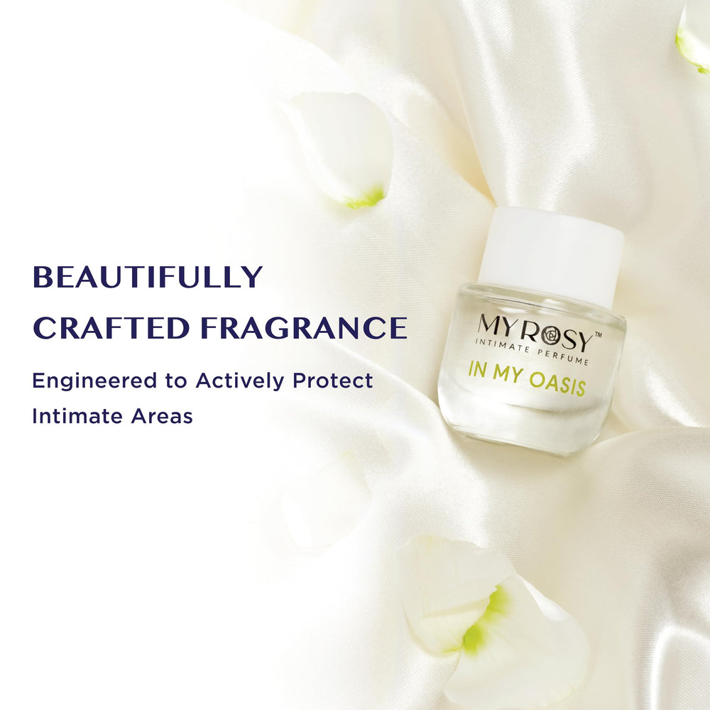 MYROSY Deodorizing oil drop near underwear liner suggests gentle application