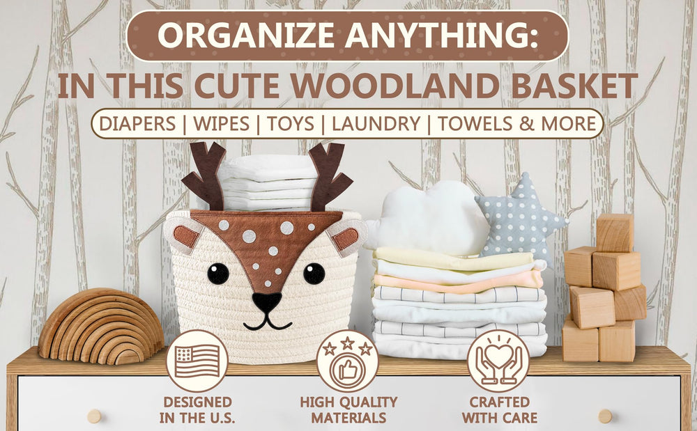 MYS HOMESTYLE Cute Deer basket showcasing toy storage potential.