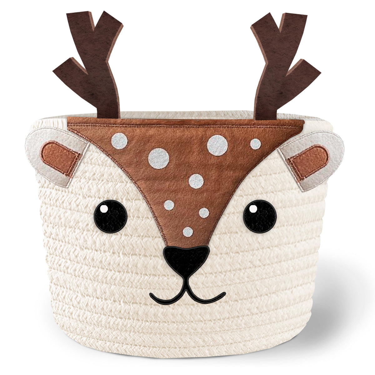 MYS HOMESTYLE Cute Deer basket in woodland nursery, ideal for diaper and wipe storage.