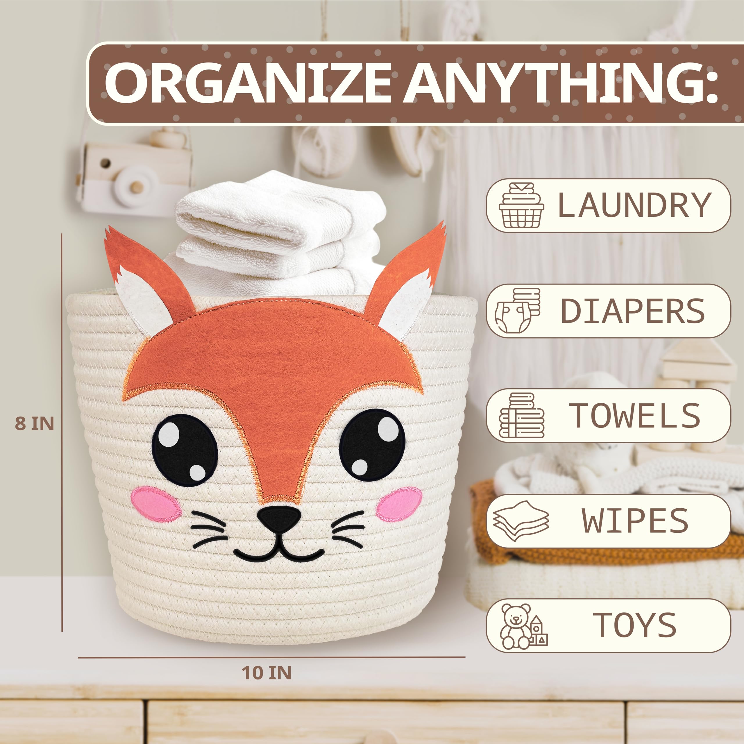 MYS HOMESTYLE Woodland nursery decor featuring the squirrel for charming storage.