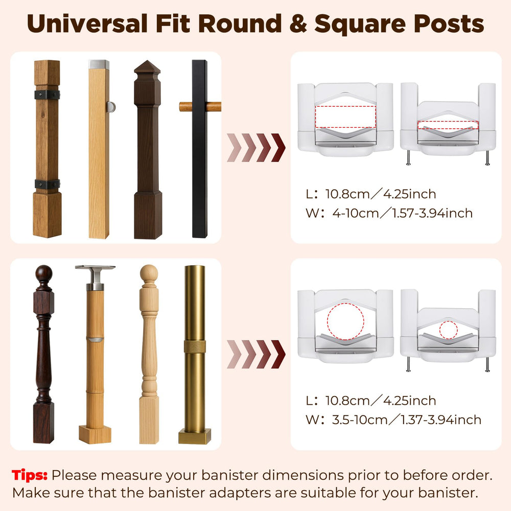 Mystarry banister adapter for square posts fits standard banisters securely.