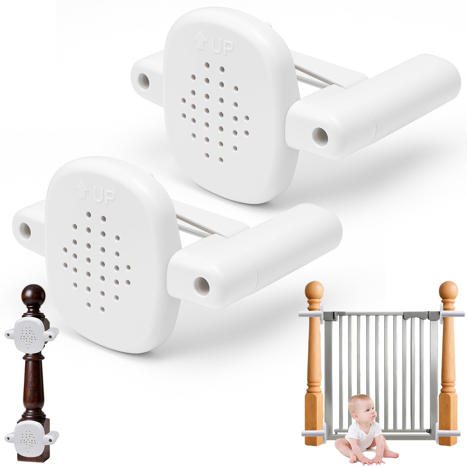 Mystarry banister adapter two pcs enables secure no drill gate mounting.