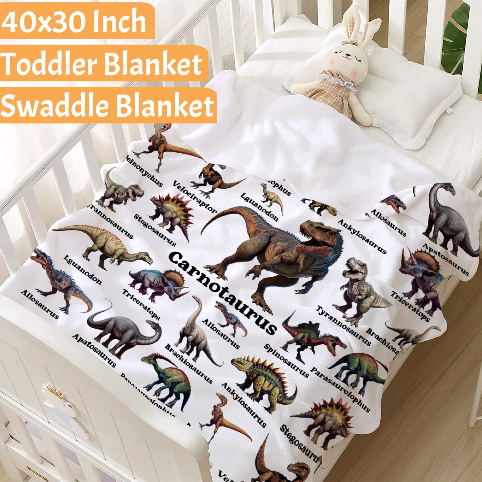 MYSTCOVER dinosaur blanket on bed demonstrates lightweight warmth for all seasons.