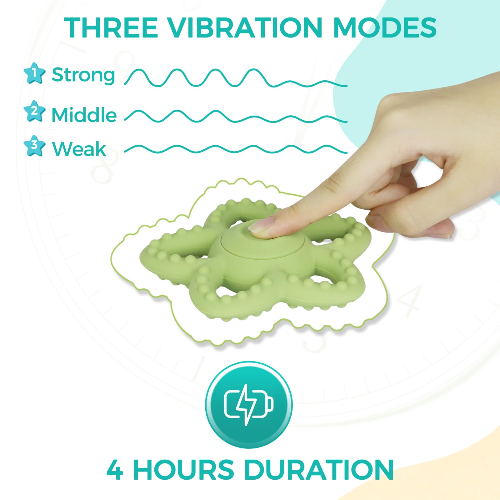 Myvikcar star-shaped teether with textured spots promotes safe oral exploration