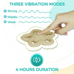 Myvikcar teething stars sensory toy; yellow design aids travel grip.