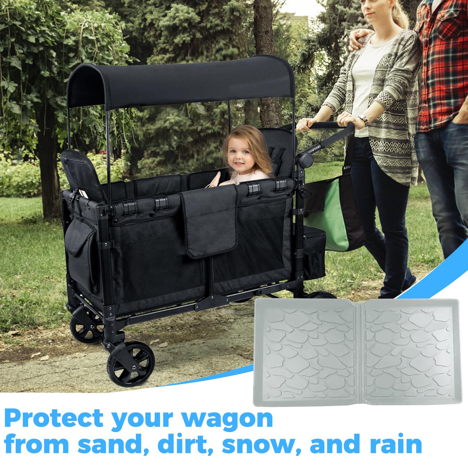 Wonderfold W2 compatibility label demonstrates fit with W2 wagons