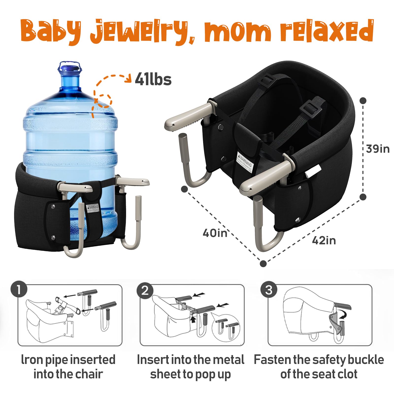 MYYOODI Hook On High Chair includes a carry bag for travel and storage.