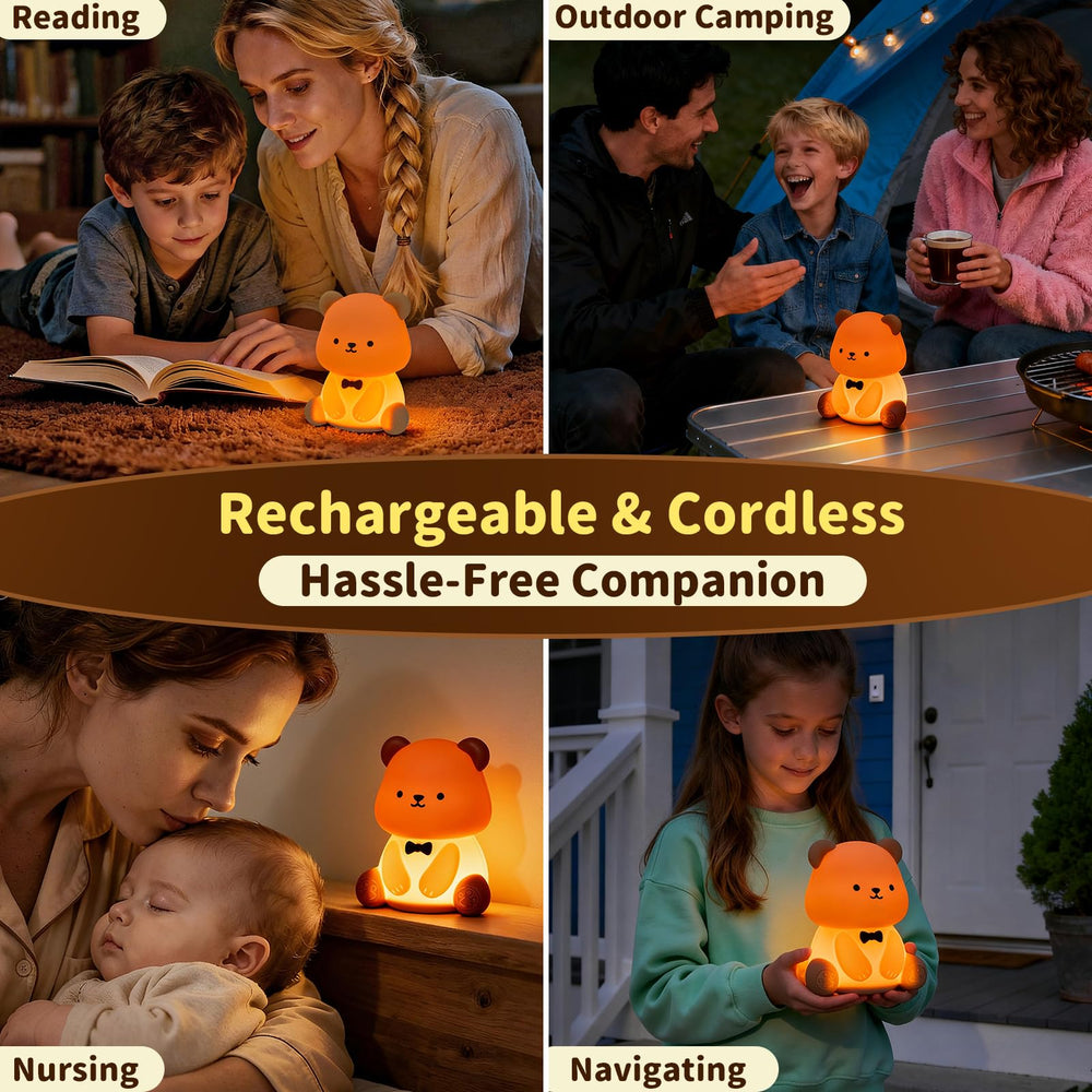 Myzztek Teddy Bear Lamp compact, cordless design on bedside table