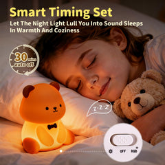 Myzztek Teddy Bear Lamp RGB mode showcases colorful ambiance for playtime and reading
