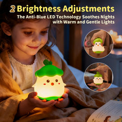 Myzztek Veggie Chick Lamp shows two brightness levels for calm lighting