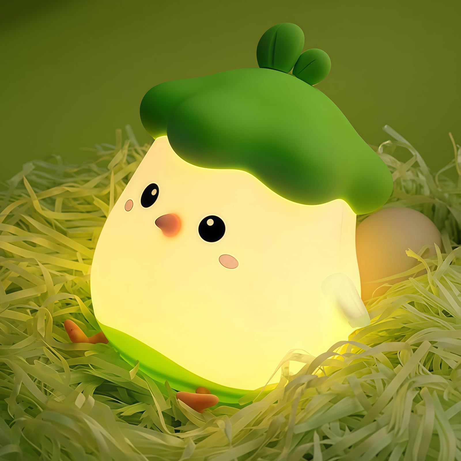 Myzztek Veggie Chick Lamp with the lamp on feature creates a cozy evening for kids