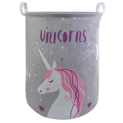 Mziart Kids Laundry Basket with gray unicorn pattern for organized clothes and toys