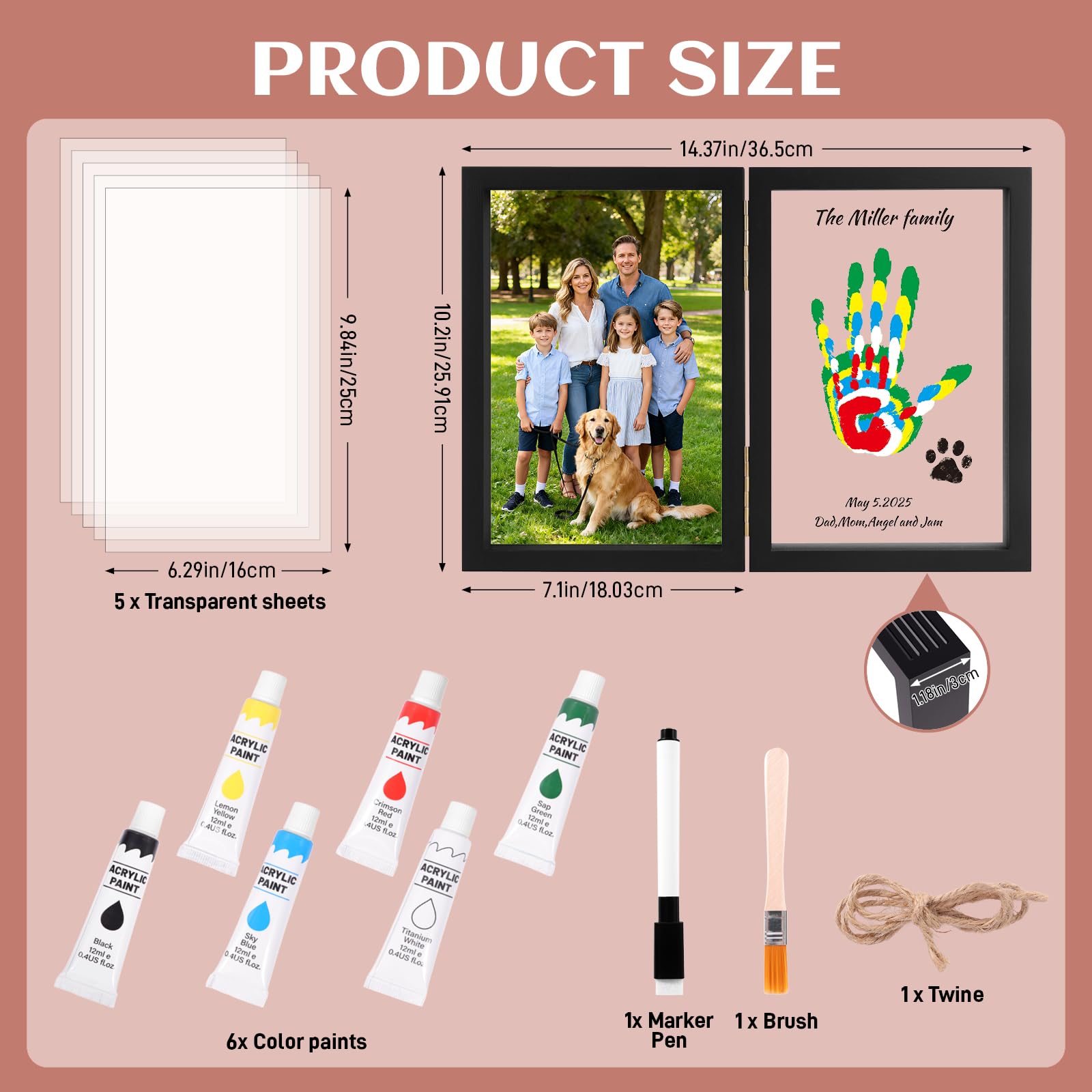 Nabance custom black folding frame accommodates multiple photos