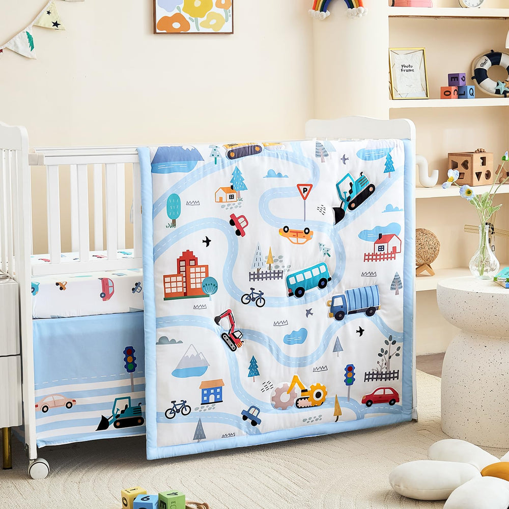 NacoMoco all-season crib bedding designed for year-round comfort