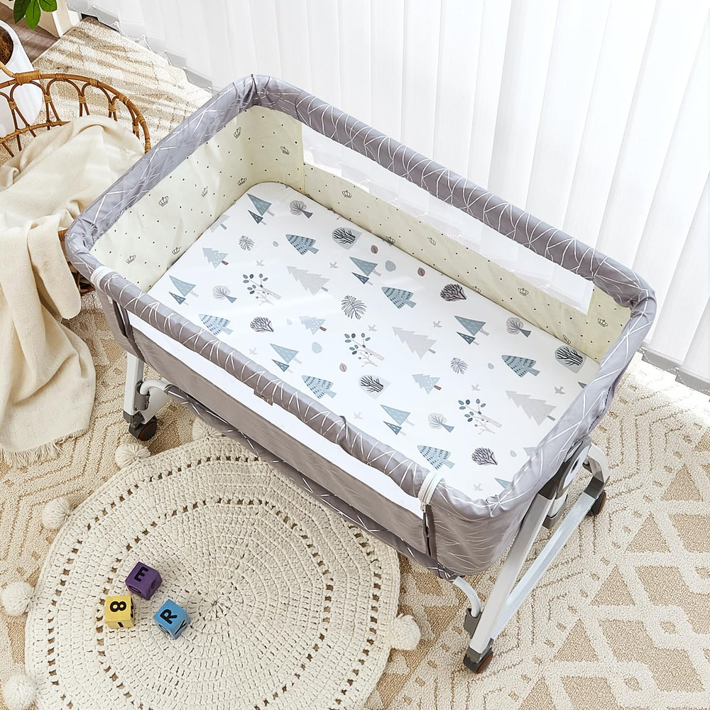 NacoMoco soft gray solid bassinet sheets coordinate easily and wash well.