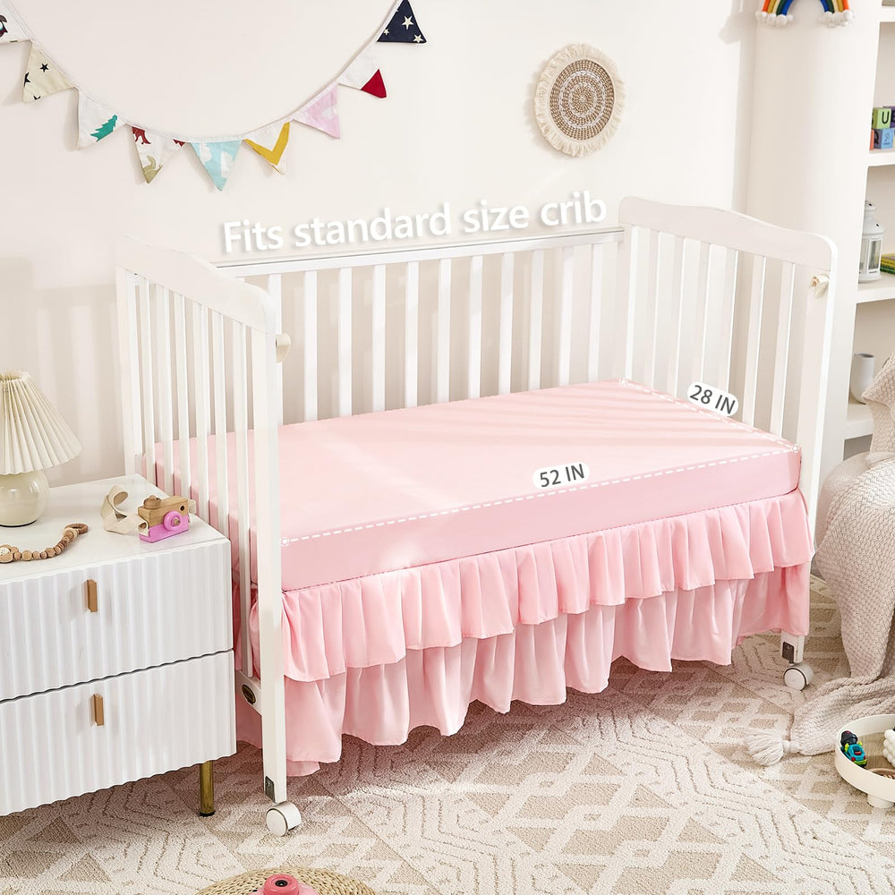 NacoMoco crib sheet 52x28x8 light pink—standard fit with breathable microfiber.