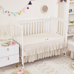 NacoMoco double-layer crib skirt with 14-inch hem adds nursery flair.