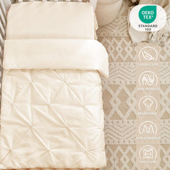 NacoMoco crib skirt close-up with 14-inch double-layer hem creates a neat nursery look.
