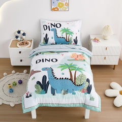 NacoMoco mint green dinosaur flat sheet adds playful style and breathable comfort at bedtime
