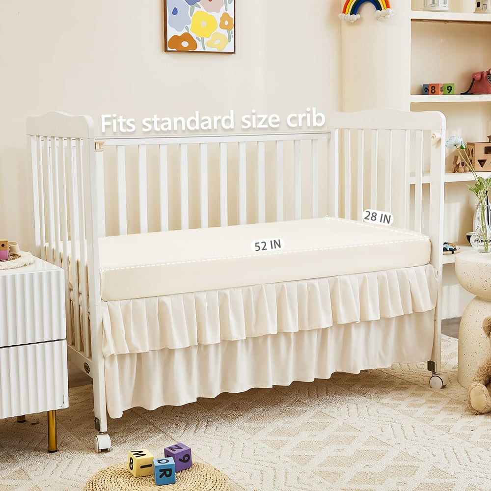 NacoMoco nursery solid-color ensemble promotes calm, serene crib environment.