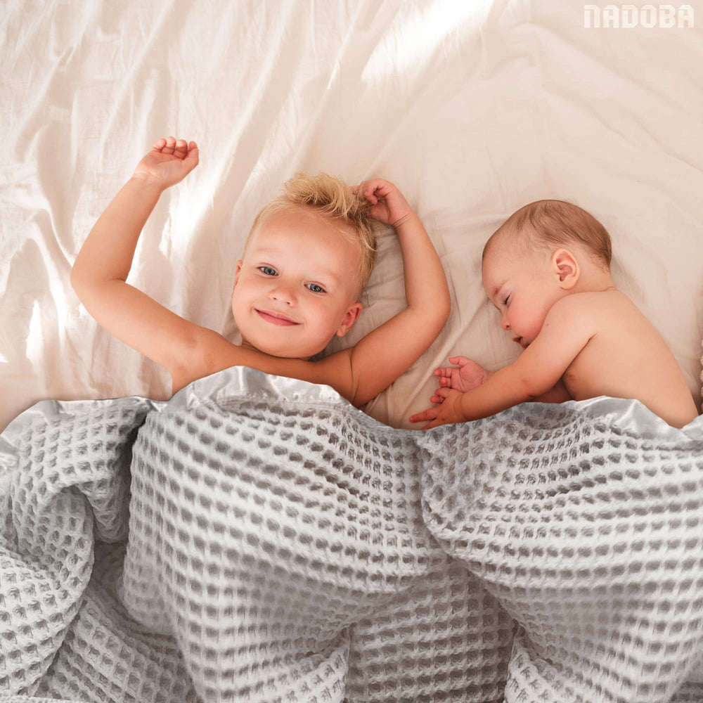 NADOBA breathable waffle fabric baby blanket ready for crib or car seat use