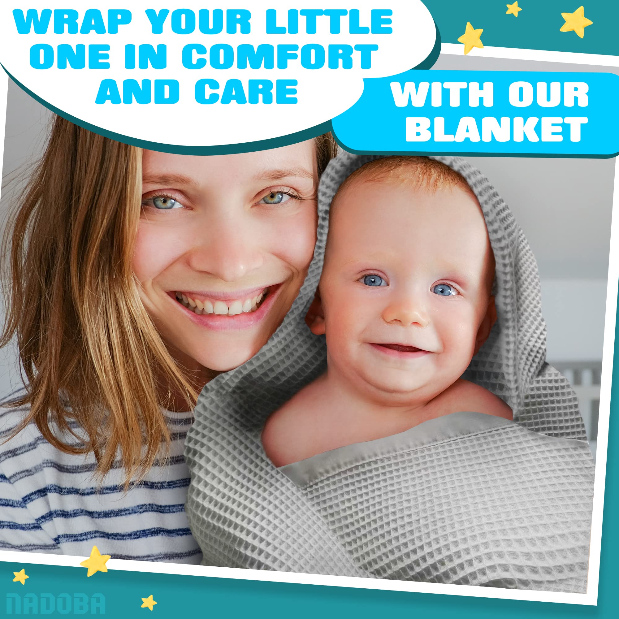 NADOBA unisex soft neutral color blanket suitable for boys and girls, quick-drying