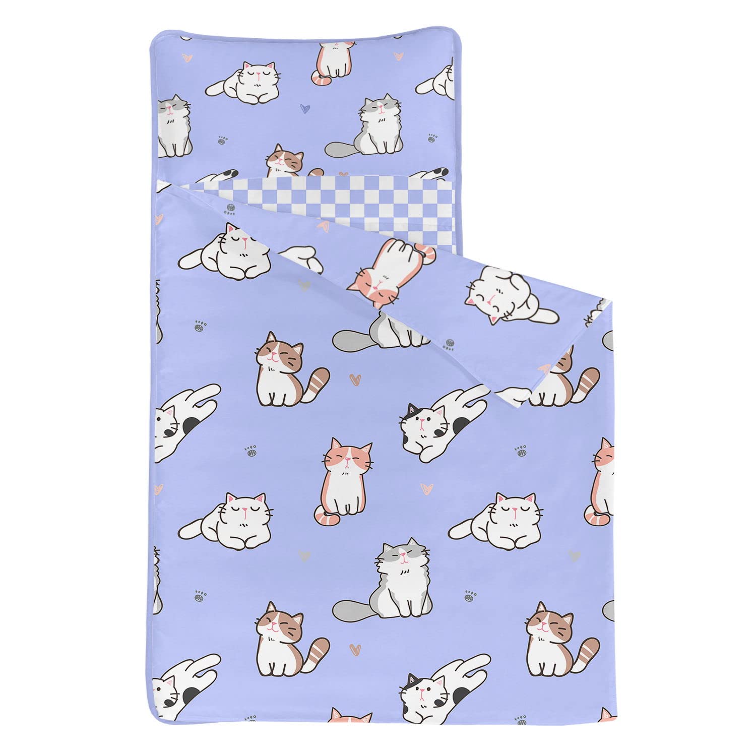 NaFurAhi Datura purple cat nap mat shows attached blanket for warmth.