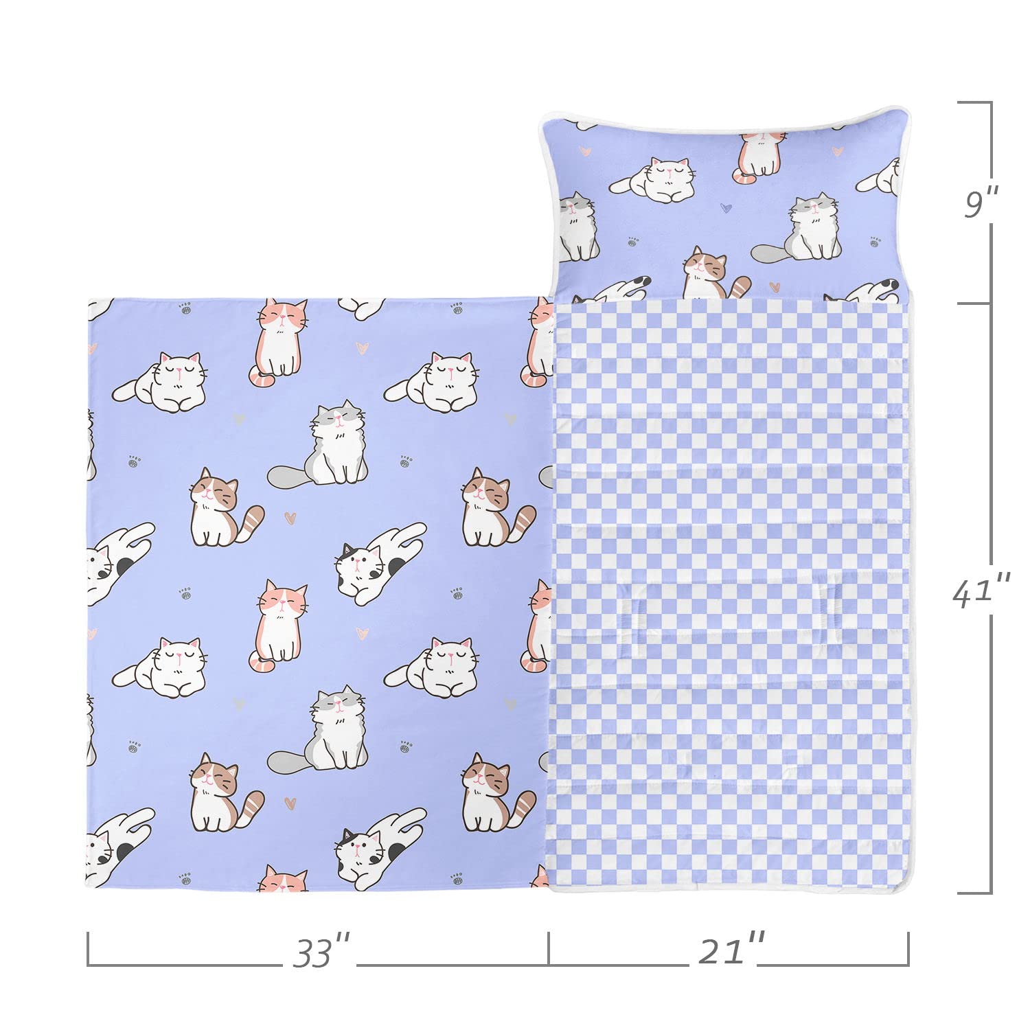 NaFurAhi Datura nap mat purple cat with removable pillow for cozy sleepovers.